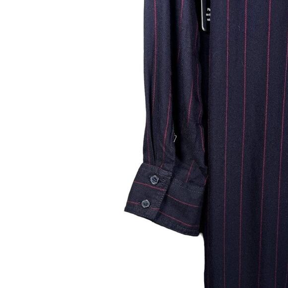 Y2K Express Women's Pinstripe Collared Drape Button Down Dress / Size XS - Picture 4 of 6